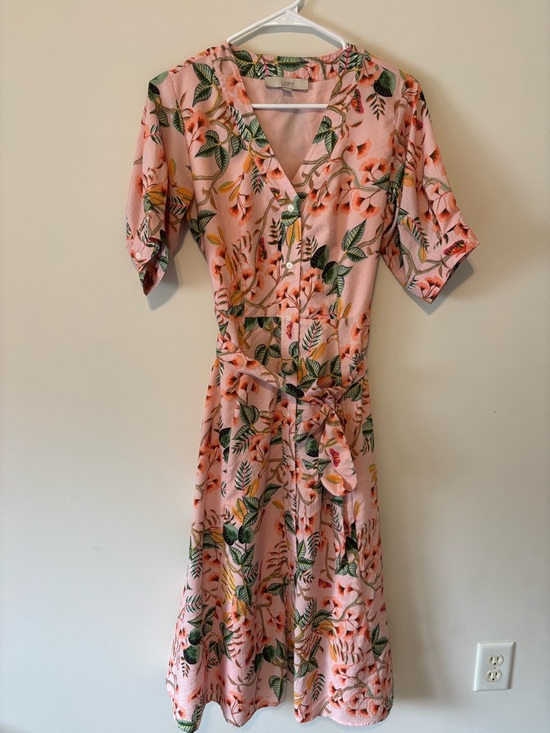 LOFT Dresses & Skirts - LOFT Pink Floral Graduation Dress Women Midi Dress Size 0